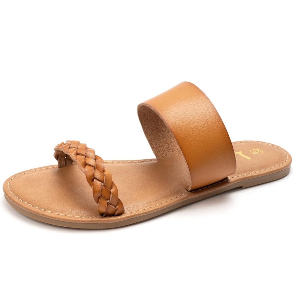 LM Women's Braided Slide Flat Sandals Open Toe